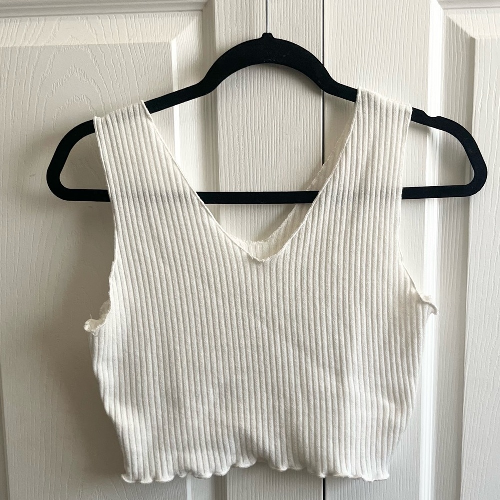 5 for $25! White Ribbed Sleeveless Top